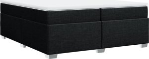 vidaXL Łóżko kontynentalne z materacem, czarne, tkanina, 200x200 cm 9