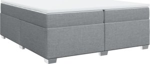 vidaXL Łóżko kontynentalne z materacem, jasnoszare, tkanina 200x200 cm 9