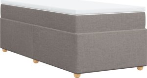 vidaXL vidaXL Łóżko kontynentalne z materacem, taupe, tkanina, 100x200 cm 2