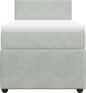 vidaXL vidaXL Łóżko kontynentalne z materacem, jasnoszare, aksamit, 80x200 cm 4
