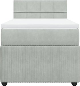 vidaXL Łóżko kontynentalne z materacem, jasnoszare, aksamit, 90x190 cm 4