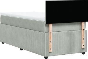vidaXL Łóżko kontynentalne z materacem, jasnoszare, aksamit, 100x200cm 10