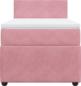 vidaXL Łóżko kontynentalne z materacem, różowe, aksamit, 100x200 cm 4