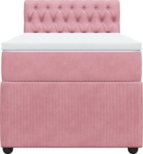 vidaXL Łóżko kontynentalne z materacem, różowe, aksamit, 100x200 cm 4