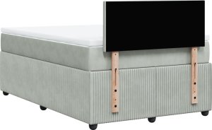 vidaXL Łóżko kontynentalne z materacem, jasnoszare, 120x200cm, aksamit 10