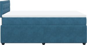 vidaXL Łóżko kontynentalne z materacem, niebieskie, 120x200cm, aksamit 9