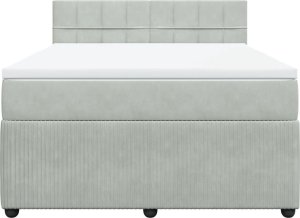 vidaXL Łóżko kontynentalne z materacem, jasnoszare, aksamit, 140x190cm 4