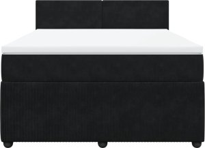 vidaXL vidaXL Łóżko kontynentalne z materacem, czarne, 140x200 cm, aksamit 4