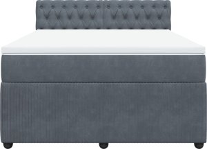 vidaXL Łóżko kontynentalne z materacem, ciemnoszara, aksamit 140x190cm 4