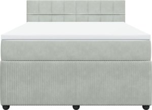 vidaXL Łóżko kontynentalne z materacem, jasnoszare, 140x190cm, aksamit 4