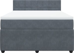 vidaXL Łóżko kontynentalne z materacem, ciemnoszare, 140x200cm aksamit 4