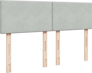 vidaXL Łóżko kontynentalne z materacem, jasnoszare, 160x200cm, aksamit 5