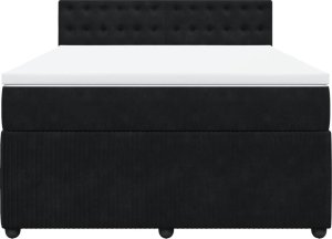 vidaXL vidaXL Łóżko kontynentalne z materacem, czarne, 140x200 cm, aksamit 4