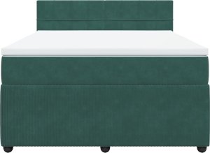 vidaXL Łóżko kontynentalne z materacem, ciemnozielone, 160x200 cm 4