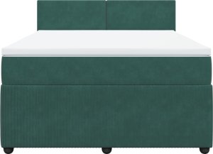 vidaXL Łóżko kontynentalne z materacem, ciemnozielone, 160x200 cm 4