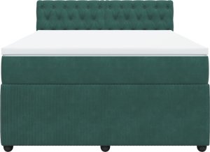 vidaXL Łóżko kontynentalne z materacem, ciemnozielone, 160x200 cm 4