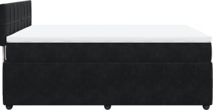 vidaXL Łóżko kontynentalne z materacem, czarne, 160x200 cm, aksamit 9