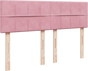 vidaXL Łóżko kontynentalne z materacem, różowe, 160x200 cm, aksamit 5