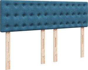 vidaXL Łóżko kontynentalne z materacem, niebieskie, 160x200cm, aksamit 5