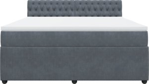 vidaXL Łóżko kontynentalne z materacem, ciemnoszare, 180x200cm aksamit 4