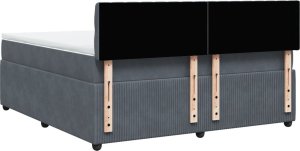 vidaXL Łóżko kontynentalne z materacem, ciemnoszare, 180x200cm aksamit 10