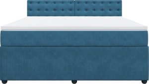 vidaXL Łóżko kontynentalne z materacem, niebieskie, 180x200cm, aksamit 4