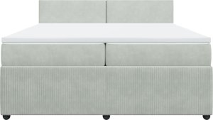 vidaXL Łóżko kontynentalne z materacem, jasnoszare, aksamit, 200x200cm 4