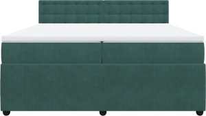 vidaXL Łóżko kontynentalne z materacem, zielone, aksamit, 200x200 cm 4