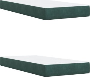 vidaXL Łóżko kontynentalne z materacem, zielone, aksamit, 200x200 cm 7