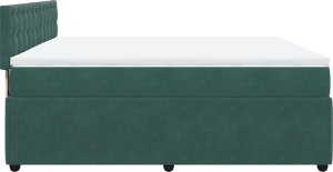 vidaXL Łóżko kontynentalne z materacem, zielone, aksamit, 200x200 cm 9