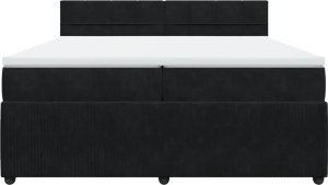 vidaXL vidaXL Łóżko kontynentalne z materacem, czarne, aksamit 200x200 cm 4