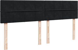 vidaXL vidaXL Łóżko kontynentalne z materacem, czarne, aksamit 200x200 cm 5