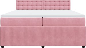 vidaXL Łóżko kontynentalne z materacem, różowe, aksamit, 200x200 cm 4