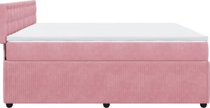 vidaXL Łóżko kontynentalne z materacem, różowe, aksamit, 200x200 cm 9