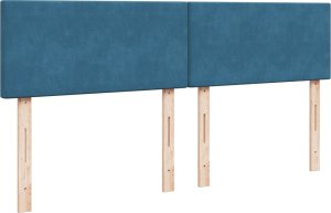 vidaXL vidaXL Łóżko kontynentalne z materacem, niebieskie, aksamit, 200x200cm 5