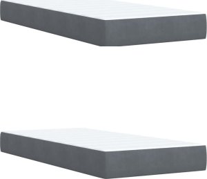 vidaXL Łóżko kontynentalne z materacem, ciemnoszary aksamit, 200x200cm 7