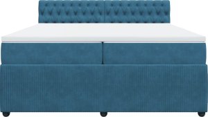 vidaXL vidaXL Łóżko kontynentalne z materacem, niebieskie, aksamit, 200x200cm 4