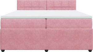vidaXL Łóżko kontynentalne z materacem, różowe, aksamit, 200x200 cm 4