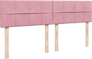 vidaXL Łóżko kontynentalne z materacem, różowe, aksamit, 200x200 cm 5