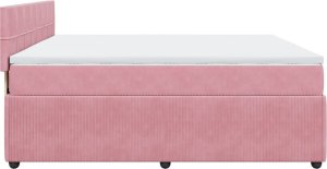 vidaXL Łóżko kontynentalne z materacem, różowe, aksamit, 200x200 cm 9