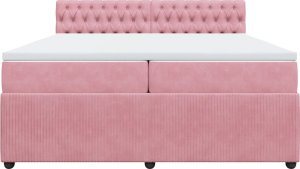 vidaXL Łóżko kontynentalne z materacem, różowe, aksamit, 200x200 cm 4