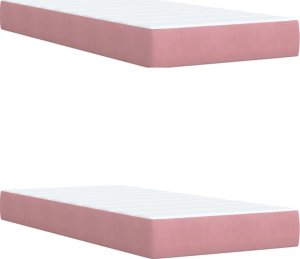 vidaXL Łóżko kontynentalne z materacem, różowe, aksamit, 200x200 cm 7