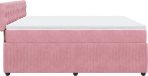 vidaXL Łóżko kontynentalne z materacem, różowe, aksamit, 200x200 cm 9