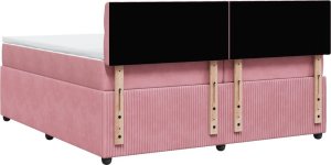 vidaXL Łóżko kontynentalne z materacem, różowe, aksamit, 200x200 cm 10