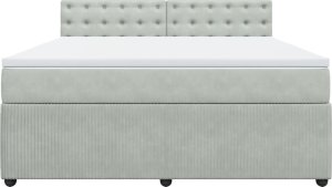 vidaXL Łóżko kontynentalne z materacem, jasnoszare, 180x200cm, aksamit 4