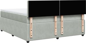 vidaXL Łóżko kontynentalne z materacem, jasnoszare, 180x200cm, aksamit 10