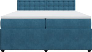 vidaXL vidaXL Łóżko kontynentalne z materacem, niebieskie, aksamit, 200x200cm 4