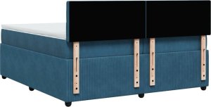 vidaXL vidaXL Łóżko kontynentalne z materacem, niebieskie, aksamit, 200x200cm 10