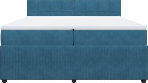 vidaXL vidaXL Łóżko kontynentalne z materacem, niebieskie, aksamit, 200x200cm 4