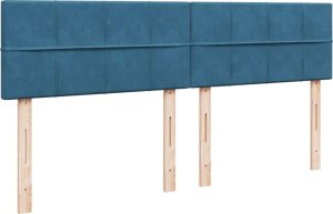 vidaXL vidaXL Łóżko kontynentalne z materacem, niebieskie, aksamit, 200x200cm 5
